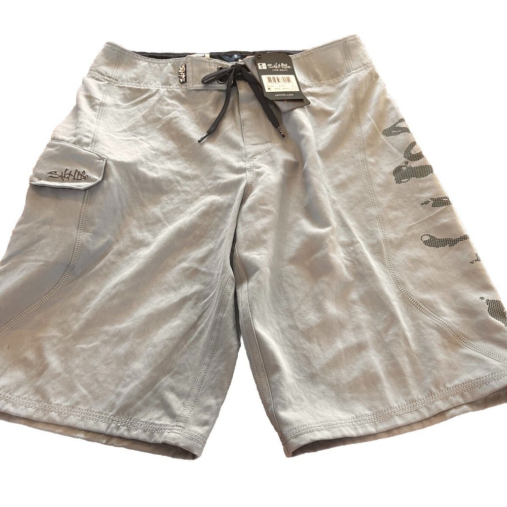 SALT LIFE Men's Aqua Stealth Swim Trunks Bathing Suit Water Shorts‎ Blue 28W BxD